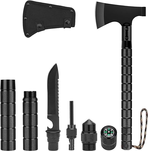 How to use the different functions of a survival axe multitool?